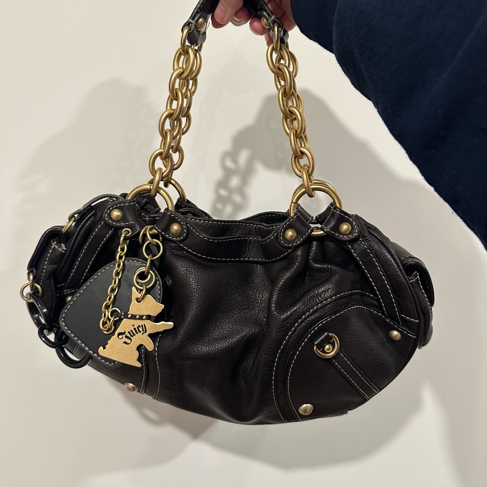 Juicy Couture Black Shoulder Bag with Gold Chain